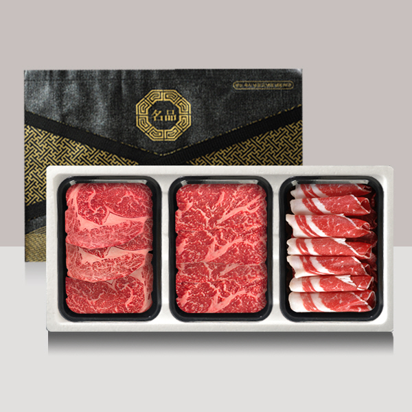 [브라이트데이] 1++등급(7이상) 한우 1kg 선물세트(등심300g+채끝300g+차돌박이400g)