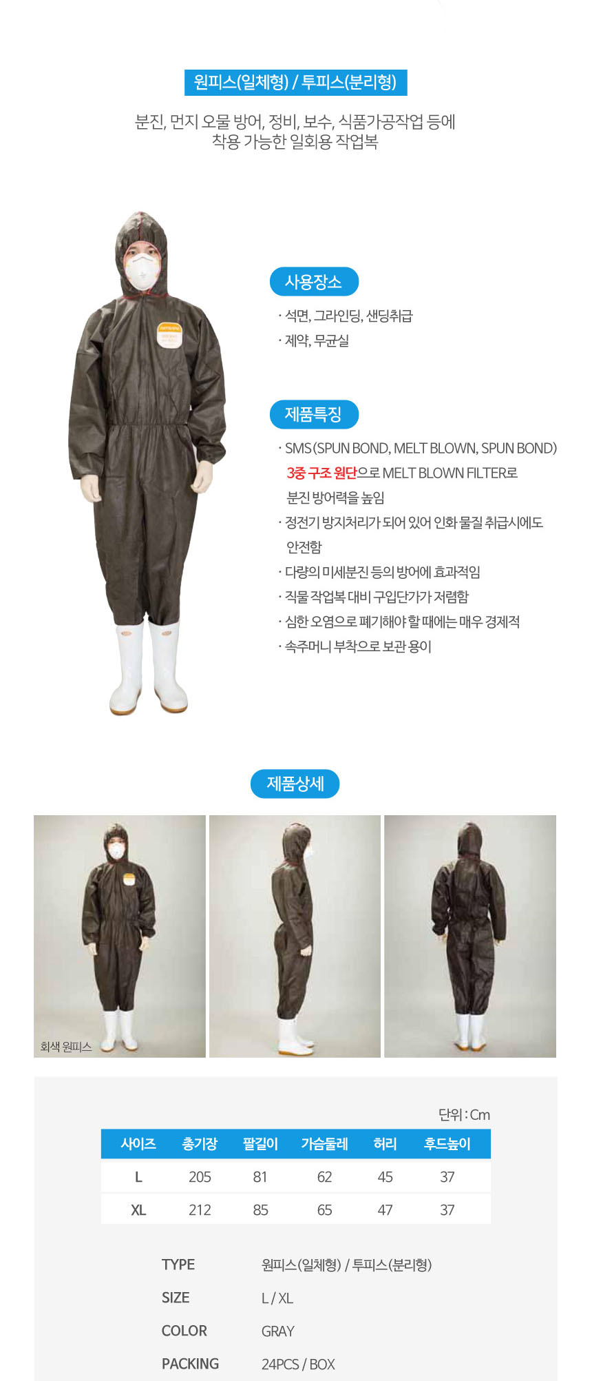 보호복,방호복,분진복,보호용작업복,전신작업복,안전작업복