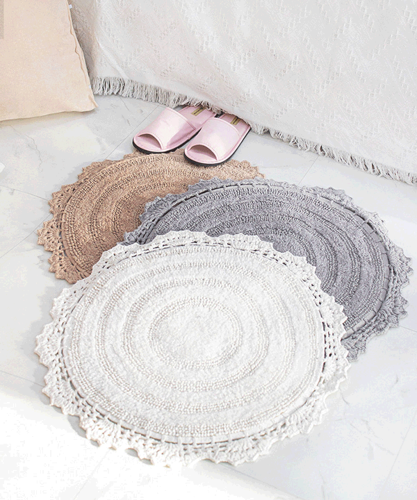핸드메이드 레이스 원형 매트
