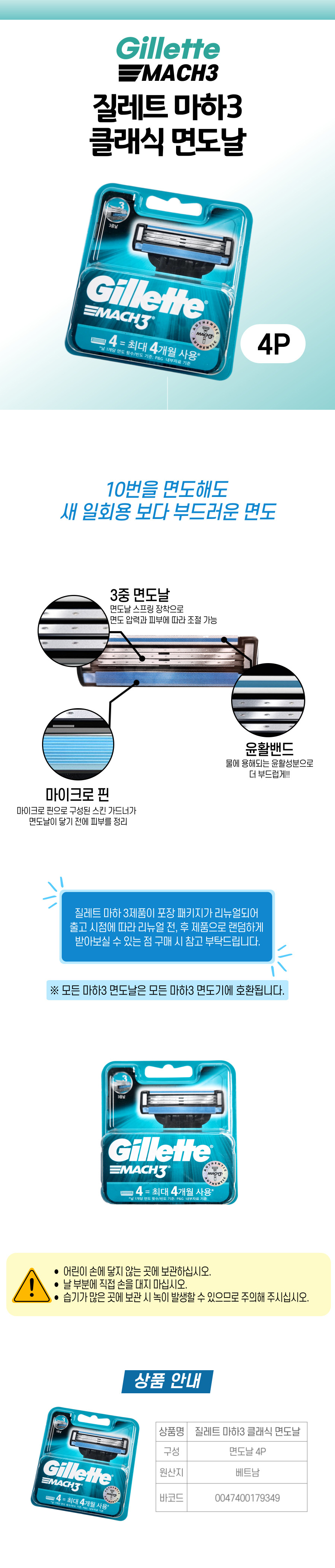 질레트 마하 3 클래식 면도날 4P.jpg