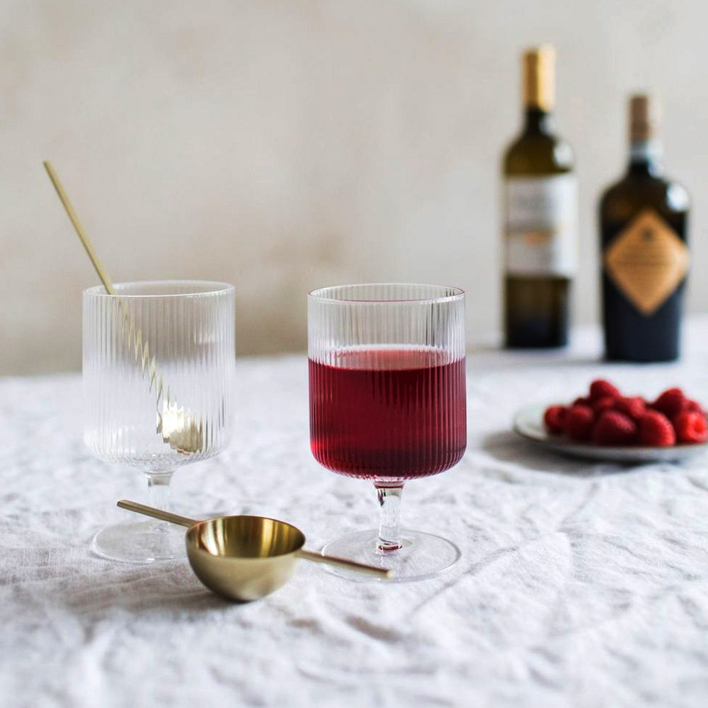 플리츠 타워 고블렛잔 300ml 홈카페 글라스 유리잔 와인잔 위스키