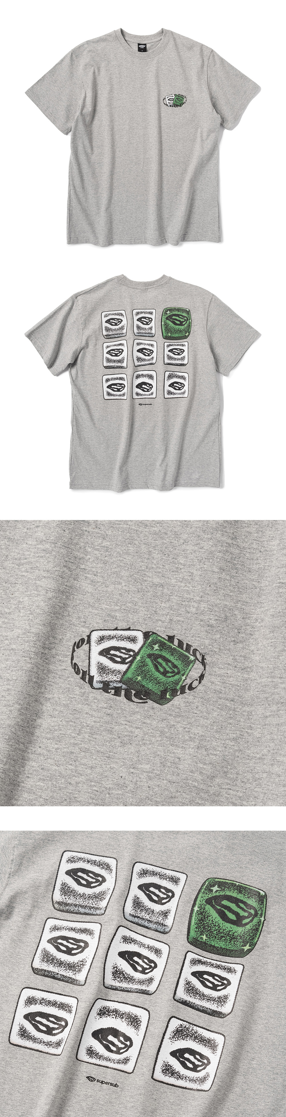 MUSINSA | SUPERSUB Swayver Dice Short Sleeve T-Shirt - Grey
