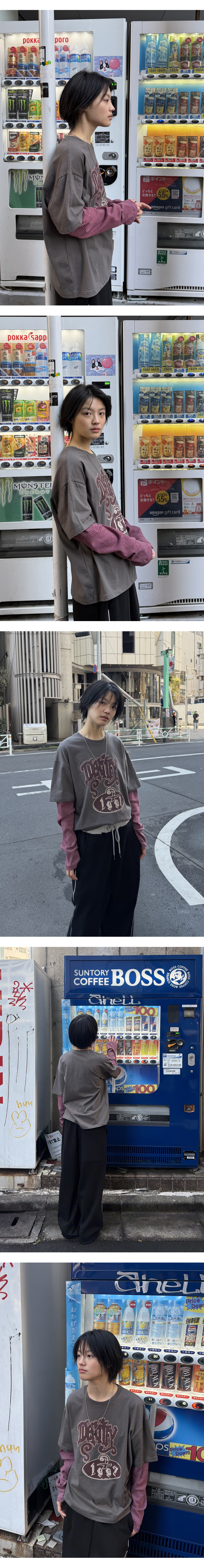 2 1997스트라이프 레이어드 티셔츠 모델 컷 2 - 레드.jpg