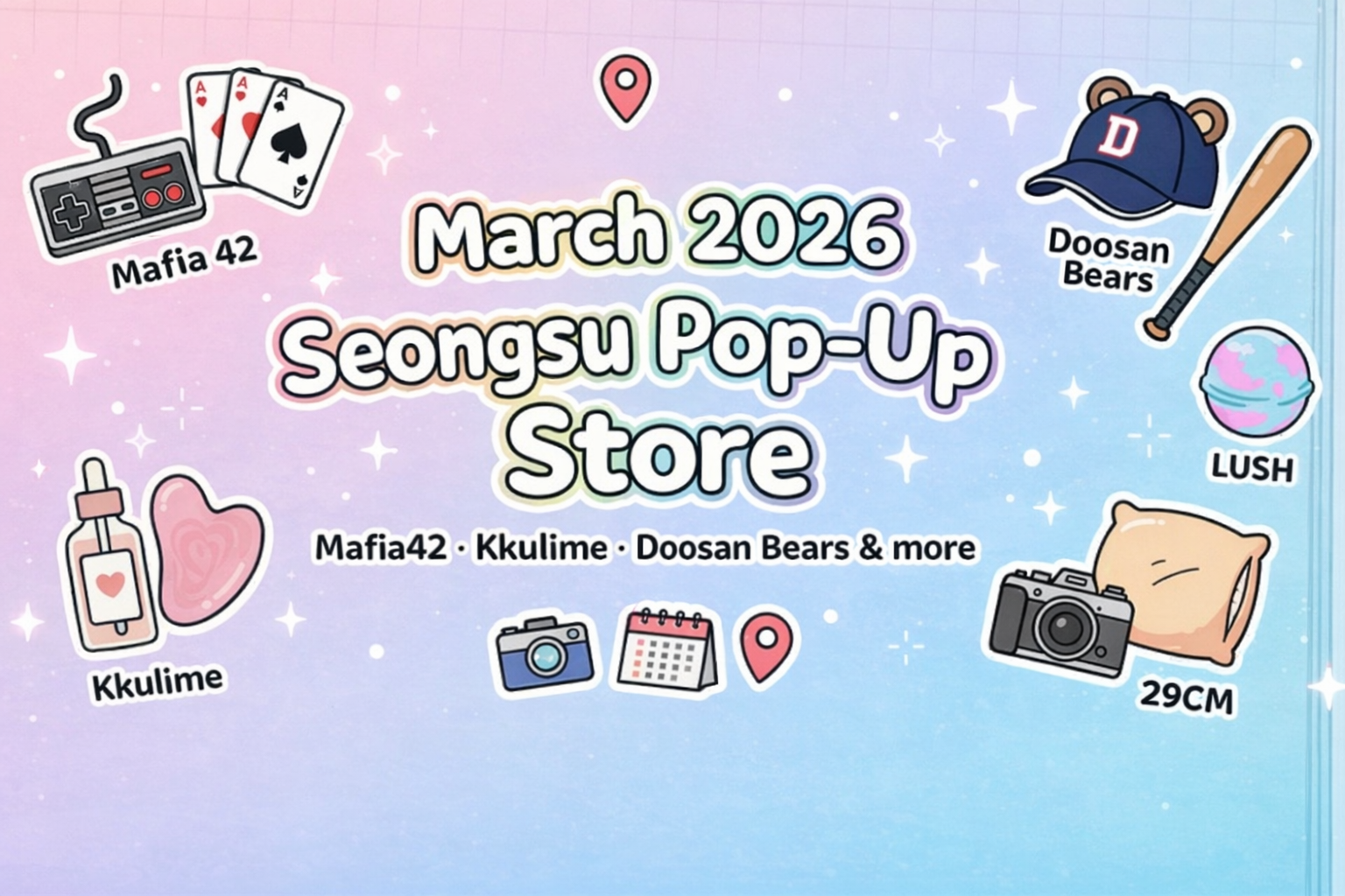 Seongsu-dong popup store March 2026 - busy street scene