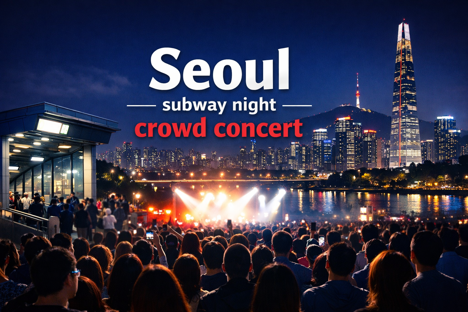 Seoul subway night crowd concert