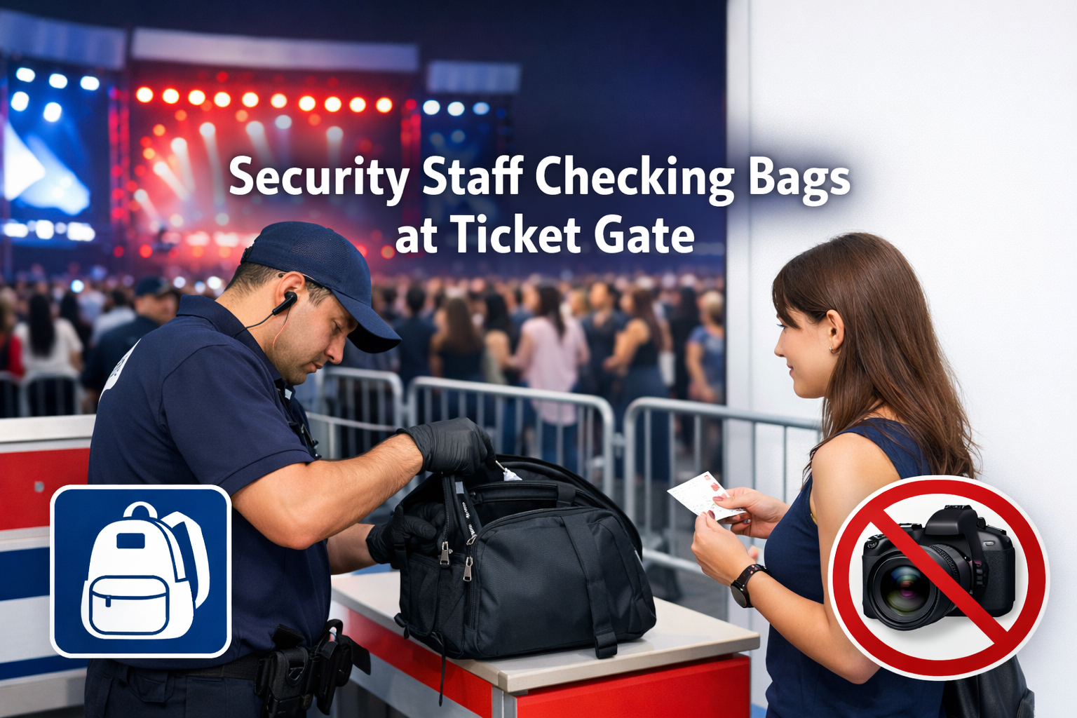 Security Staff Checking Bags at Korean Concert Venue Entrance