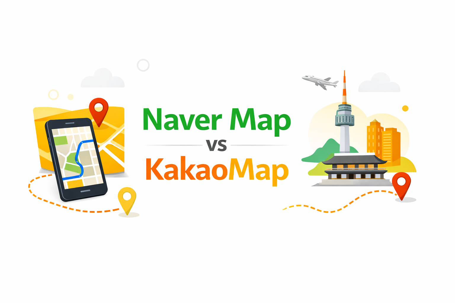 Naver Map vs Kakao Map comparison in Korea