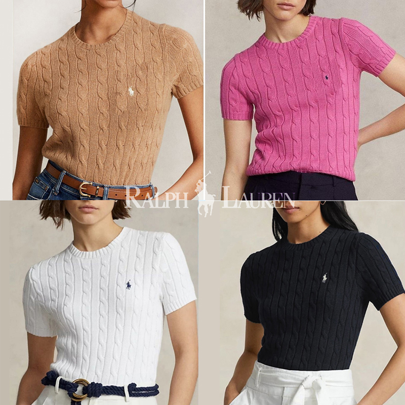 폴로 랄프로렌 여성 케이블 반팔 니트