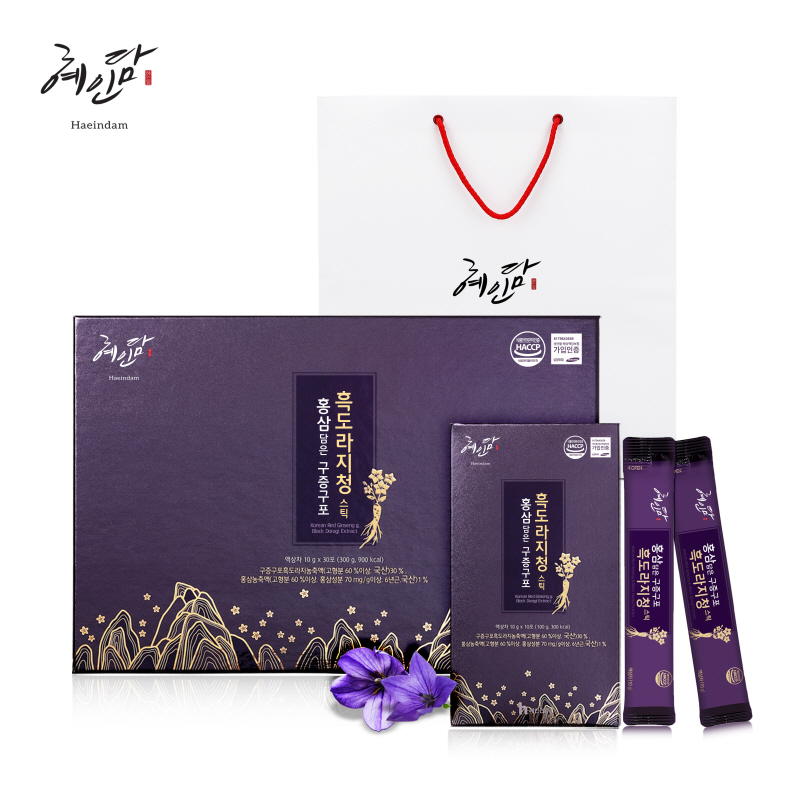 [혜인담] 홍삼담은 구증구포 흑도라지청 10g*30포