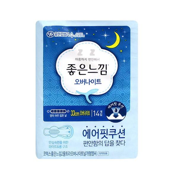 좋은느낌 오버나이트 33cm 14개입 -TJ/날개형생리대